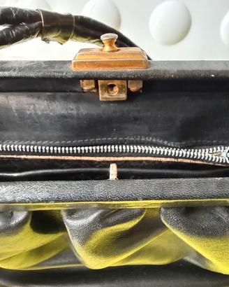 Borsa a Mano Vintage Anni '60 – Vera Pelle Nera co