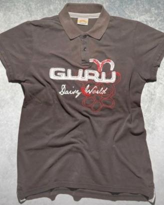 Polo Guru uomo S marrone cotone piqué