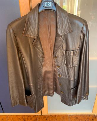 Giacca di pelle marrone taglia 44