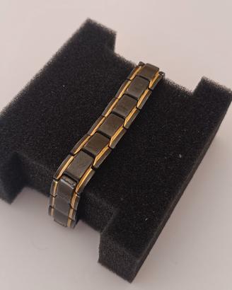 Bracciale da Uomo in Titanio/Acciaio Nero e Oro