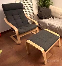 Poltrona Poang Ikea con poggiapiedi nuova