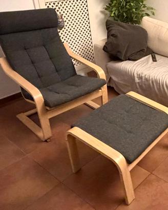 Poltrona Poang Ikea con poggiapiedi nuova