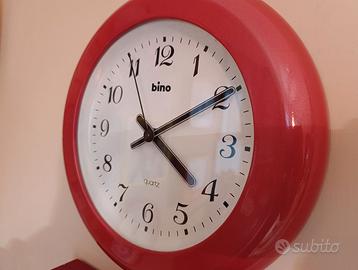 OROLOGIO BINO DA PARETE ROSSO VINTAGE ANNI 80