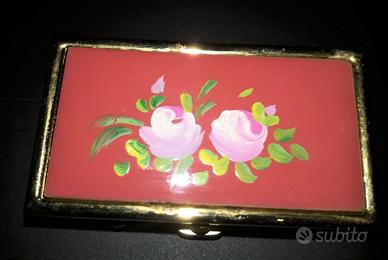 Mini scatola ottone anni 60 vintage decoro a mano