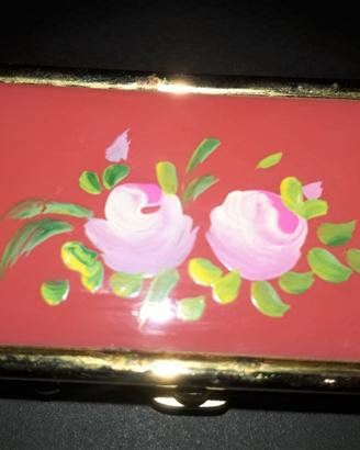 Mini scatola ottone anni 60 vintage decoro a mano