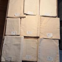 Set di 9 lenzuola antiche mai usate, lino e canapa