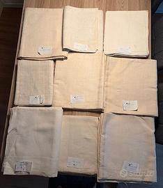 Set di 9 lenzuola antiche mai usate, lino e canapa
