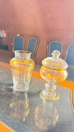 Coppia Vintage Vetro di Firenze Decorati a mano