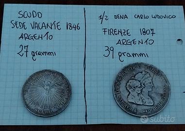 Coppia monete antiche in argento.