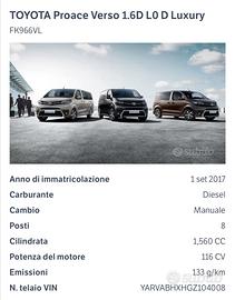Toyota Proace Verso 16D S&S 115 Cv Luxury 8 Posti