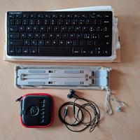 tastiera wireless + supporto notebook + cuffie 