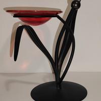 portacandele vetro e ferro battuto 