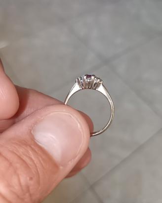 Solitario con Rubino e brillanti di diamanti oro 