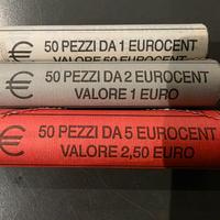 3 Rotolini Euro 2002 Italia da 1, 2 e 5 Centesimi 