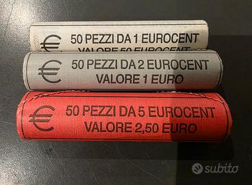3 Rotolini Euro 2002 Italia da 1, 2 e 5 Centesimi 