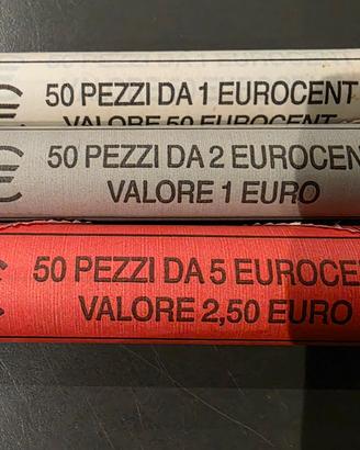 3 Rotolini Euro 2002 Italia da 1, 2 e 5 Centesimi 