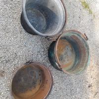 n. 3 PAIOLI IN RAME E ALLUMINIO