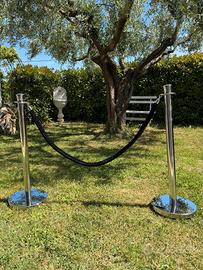 Set 2 Colonnine VIP Argentate con Corda in Velluto