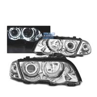 FARI BMW E46 98-01 CON OCCHI ANGELICI LED CROMATI