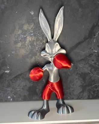 Statua Bugs Bunny Pugile argento rosso 33 cm