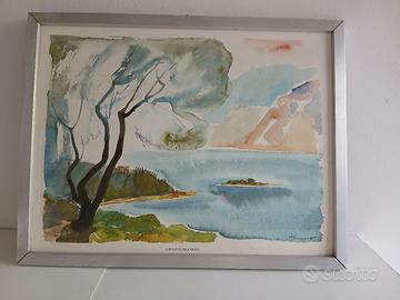 quadro-acquarello "isolotto dell'ulivo"