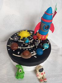 decorazioni torta in pasta di zucchero spaziale