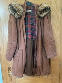 Giaccone vintage lungo in pelle da donna