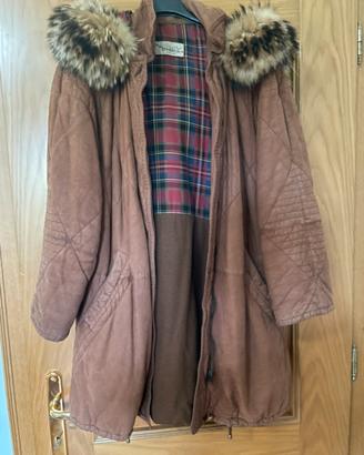 Giaccone vintage lungo in pelle da donna