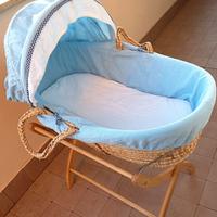 culla vimini e legno 