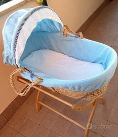 culla vimini e legno 