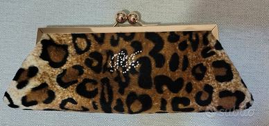 Pochette leopardata con strass Paris Hilton