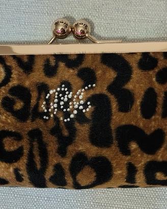 Pochette leopardata con strass Paris Hilton