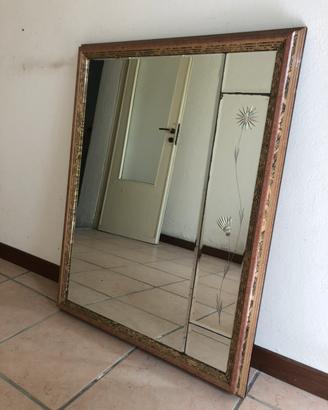 Specchiera vintage con vetro inciso floreale