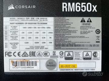 Alimentatore Corsair RM650x 650W 80+ Gold
