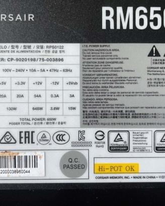 Alimentatore Corsair RM650x 650W 80+ Gold