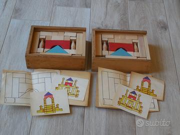 2 scatole costruzioni in legno vintage anni 60