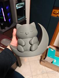 Statua decorativa gatto e luna - stampa 3D