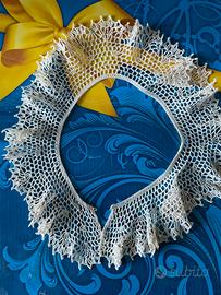 Vintage colletto uncinetto a mano 1970 unico