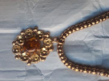 COLLANA ORO 18K 750 CON METAGLIONE AMBRA NUOVISSIM