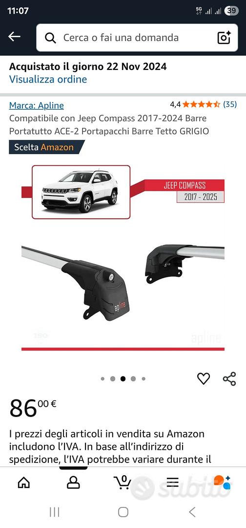 Barre Portatutto Per Renault Captur 2 2019-2025 - 2 Barre In Alluminio Grigio, Portata 75 Kg, Con Serratura Antifurto - Foto 2