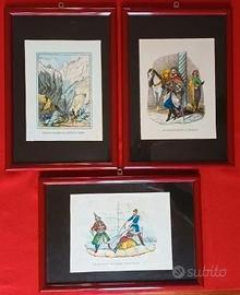 3 cornici in legno laccato bordeaux 32x22