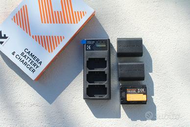 Kit K&F 3 Batterie NP-FZ100 per Sony + Caricatore