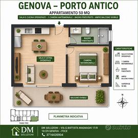 Porto Antico bilocale con ampio balcone