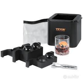 VEVOR VEVOR Vassoio da 2 Pezzi per Palline di Ghiaccio Diametro da 6cm  Materiale in Silicone per Cocktail Vodka Liquore Bevande con Pinza Scatola,  Stampo a 2 Palline per Ghiaccio a Sfera