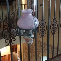 lampadario in ceramica e ferro battuto 