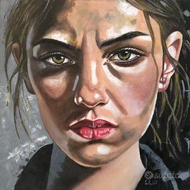 Ritratto donna a olio Sitelli 50x50x4