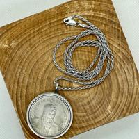 Collana vintage argento 925 con pendente moneta