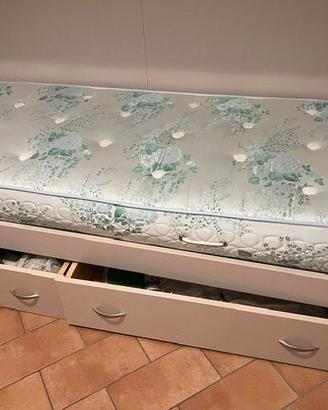 Letto singolo 1 piazza con materasso e 2 cassetti