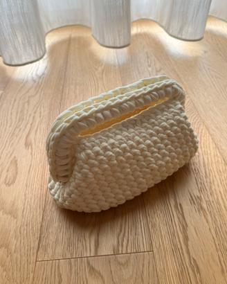 borsa uncinetto clutch bag bianco panna