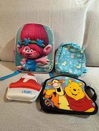 Lotto 4 Zainetti: Trolls-Peperilla-W.Pooh-Puffi